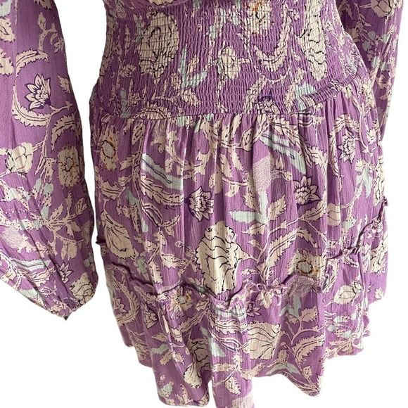 NWT House of Harlow 1960 Mini Dress Purple Floral Ruffle Tassels - Picture 8 of 10